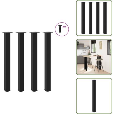The Living Store Patas para mesa de bar (4 unidades), color negro, 90-92 cm, acero - Soporte para mesa de bar