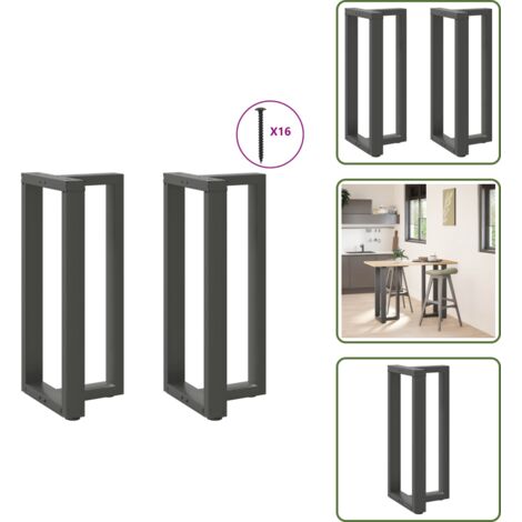The Living Store Patas para mesa de bar en forma de T (2 unidades), antracita, 40 x 35 x (90-91) cm, acero - Patas en forma de T