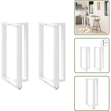 The Living Store Patas para mesa de bar en forma de T (2 unidades), color blanco, 60 x 35 x (100-101) cm, acero - Patas en forma de T