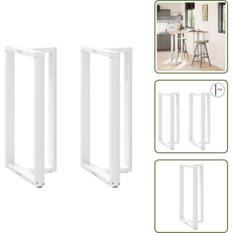 The Living Store Patas para mesa de bar en forma de T (2 unidades), color blanco, 60 x 35 x (110-111) cm, acero - Patas en forma de T