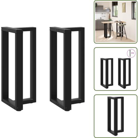 The Living Store Patas para mesa de bar en forma de T (2 unidades), color negro, 50 x 35 x (90-91) cm, acero - Patas en forma de T