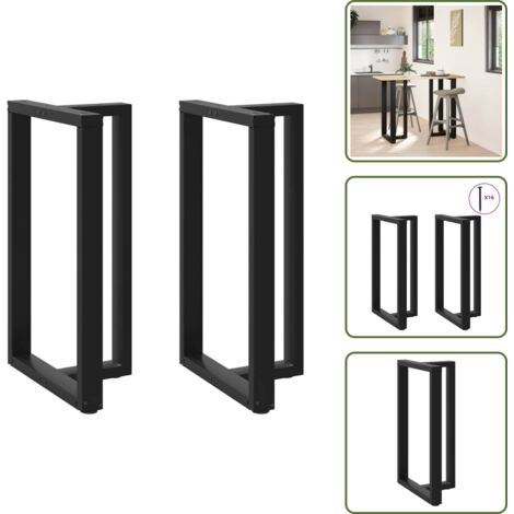The Living Store Patas para mesa de bar en forma de T (2 unidades), color negro, 60 x 35 x (100-101) cm, acero - Patas en forma de T
