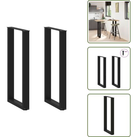 The Living Store Patas para mesa de bar en forma de U (2 unidades), color negro, 50 x 100-101 cm, acero - Soporte para mesa de bar