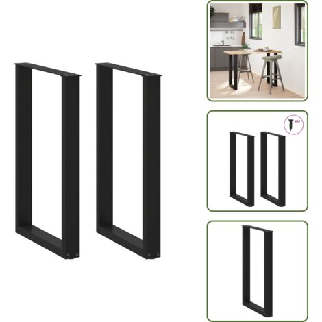 The Living Store Patas para mesa de bar en forma de U (2 unidades), color negro, 60 x (90-91) cm, acero - Patas en forma de U