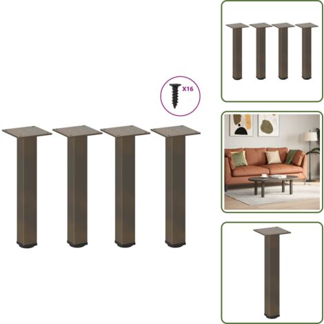 The Living Store Patas para mesa de centro 4 unidades acero natural 30-32 cm Acero - Soporte para mesa