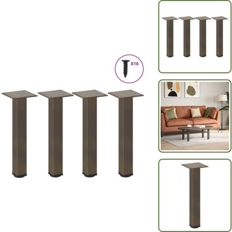 The Living Store Patas para mesa de centro 4 unidades acero natural 42-44 cm Acero - Soporte para mesa