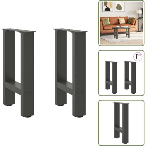 The Living Store Patas para mesa de centro antracita (2 unidades, 28 x 42-43 cm, acero) - Mesa de centro