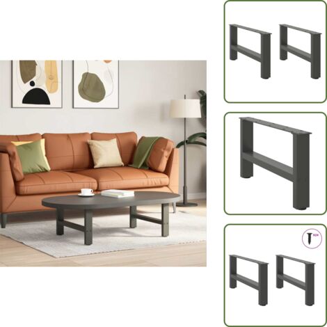 The Living Store Patas para mesa de centro antracita (2 unidades, 60 x 30-31 cm, acero) - Soporte para mesa