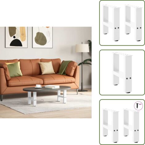 The Living Store Patas para mesa de centro blancas (2 unidades, 40 x 30-31 cm, acero) - Mesa de centro