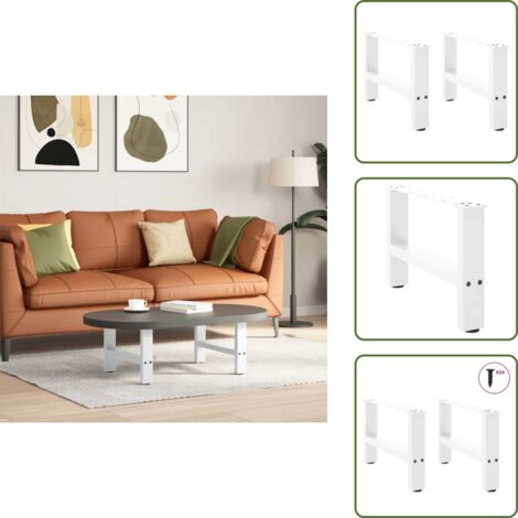 The Living Store Patas para mesa de centro blancas (2 unidades, 50 x 30-31 cm, acero) - Mesa de centro