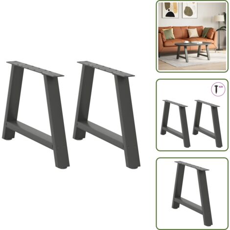 The Living Store Patas para mesa de centro en forma de A (2 unidades), antracita, 70 x (42-43) cm, acero - Soporte para mesa