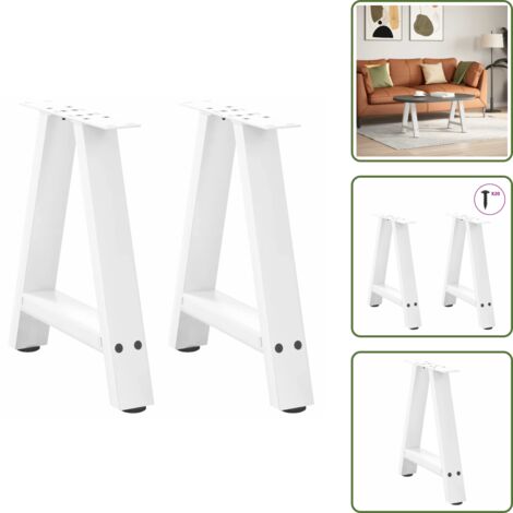 The Living Store Patas para mesa de centro en forma de A (2 unidades), color blanco, 50 x (42-43) cm, acero - Soporte para mesa