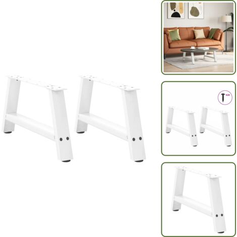 The Living Store Patas para mesa de centro en forma de A (2 unidades), color blanco, 60 x (30-31) cm, acero - Soporte para mesa