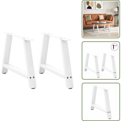 The Living Store Patas para mesa de centro en forma de A (2 unidades), color blanco, 60 x (42-43) cm, acero - Soporte para mesa