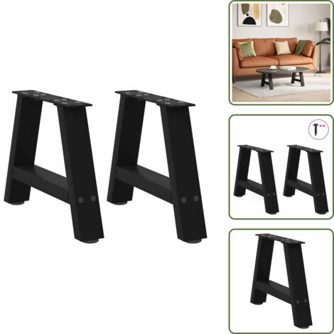 The Living Store Patas para mesa de centro en forma de A (2 unidades), color negro, 30 x (30-31) cm, acero - Soporte para mesa