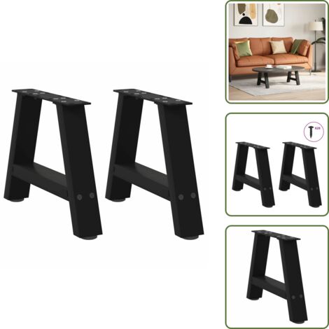 The Living Store Patas para mesa de centro en forma de A (2 unidades), color negro, 50 x (30-31) cm, acero - Soporte para mesa