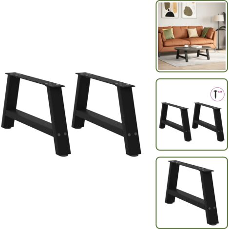The Living Store Patas para mesa de centro en forma de A (2 unidades), color negro, 60 x (30-31) cm, acero - Soporte para mesa