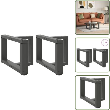 The Living Store Patas para mesa de centro en forma de T (2 unidades), antracita, 40 x 25 x (30-31) cm, acero - Patas en forma de T