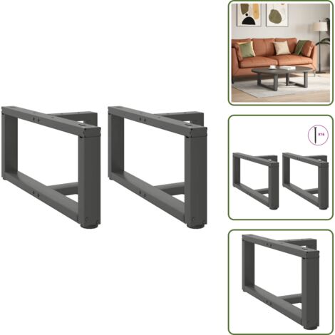 The Living Store Patas para mesa de centro en forma de T (2 unidades), antracita, 70 x 25 x (30-31) cm, acero - Patas en forma de T