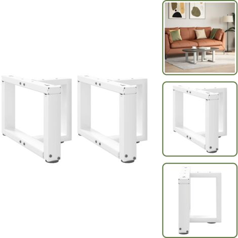 The Living Store Patas para mesa de centro en forma de T (2 unidades), color blanco, 40 x 25 x (30-31) cm, acero - Patas en forma de T