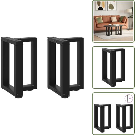 The Living Store Patas para mesa de centro en forma de T (2 unidades), color negro, 28 x 25 x (42-43) cm, acero - Patas en forma de T