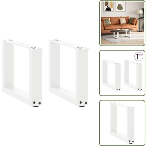 The Living Store Patas para mesa de centro en forma de U (2 unidades), color blanco, 30 x (30-31) cm, acero - Soporte para mesa
