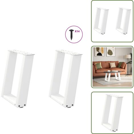 The Living Store Patas para mesa de centro en forma de U (2 unidades), color blanco, 38 x 42-43 cm, acero - Soporte para mesa