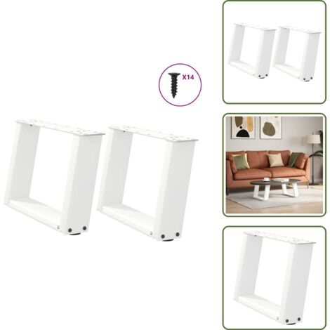 The Living Store Patas para mesa de centro en forma de U (2 unidades), color blanco, 40 x (30-31) cm, acero - Soporte para mesa