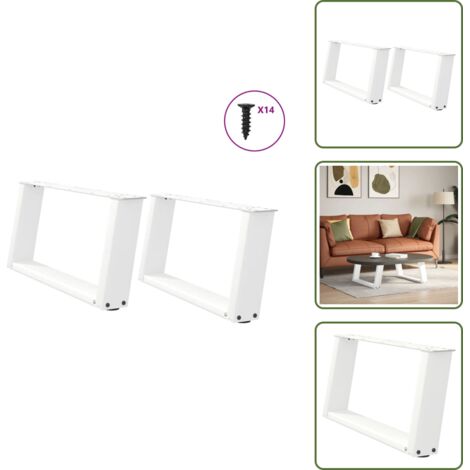 The Living Store Patas para mesa de centro en forma de U (2 unidades), color blanco, 60 x (30-31) cm, acero - Soporte para mesa