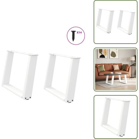 The Living Store Patas para mesa de centro en forma de U (2 unidades), color blanco, 70 x (42-43) cm, acero - Soporte para mesa
