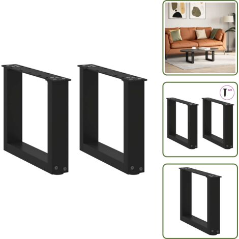 The Living Store Patas para mesa de centro en forma de U (2 unidades), color negro, 40 x (30-31) cm, acero - Soporte para mesa