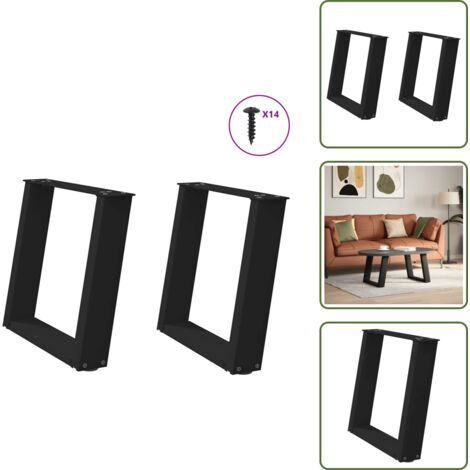 The Living Store Patas para mesa de centro en forma de U (2 unidades), color negro, 50 x (42-43) cm, acero - Soporte para mesa