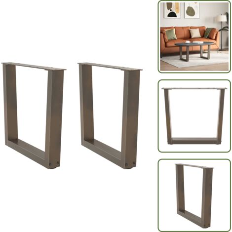 The Living Store Patas para mesa de centro en forma de V (2 unidades, acero natural, 60 x 42-43,3 cm) - Soporte para mesa