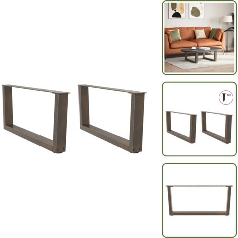 The Living Store Patas para mesa de centro en forma de V (2 unidades, acero natural, 70 x 30-31,3 cm) - Soporte para mesa