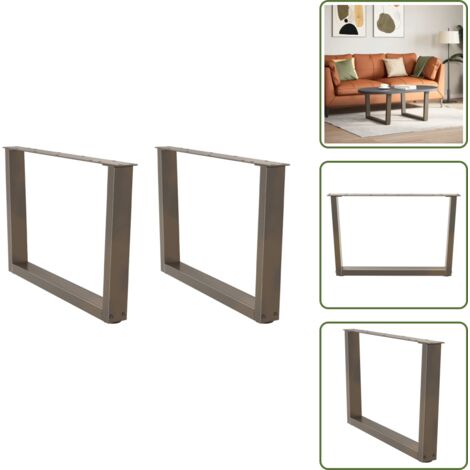 The Living Store Patas para mesa de centro en forma de V (2 unidades, acero natural, 70 x 42-43,3 cm) - Soporte para mesa