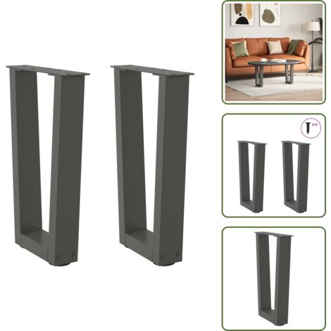 The Living Store Patas para mesa de centro en forma de V (2 unidades), antracita, 28 x (42-43,3) cm, acero - Mesa de centro