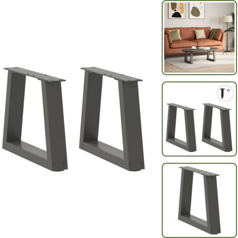 The Living Store Patas para mesa de centro en forma de V (2 unidades), antracita, 30 x (30-31,3) cm, acero - Mesa de centro