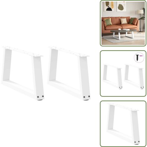 The Living Store Patas para mesa de centro en forma de V (2 unidades), color blanco, 60 x (30-31,3) cm, acero - Mesa de centro
