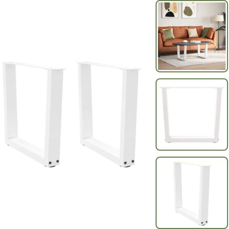 The Living Store Patas para mesa de centro en forma de V (2 unidades), color blanco, 60 x (42-43,3) cm, acero - Soporte para mesa