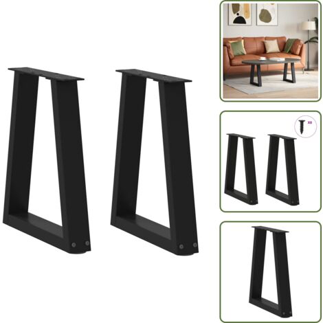 The Living Store Patas para mesa de centro en forma de V (2 unidades), color negro, 28 x (42-43,3) cm, acero - Soporte para mesa