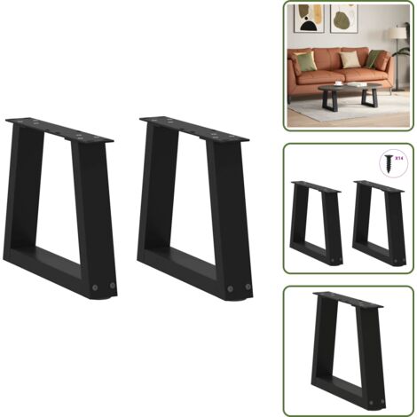 The Living Store Patas para mesa de centro en forma de V (2 unidades), color negro, 40 x (30-31,3) cm, acero - Soporte para mesa