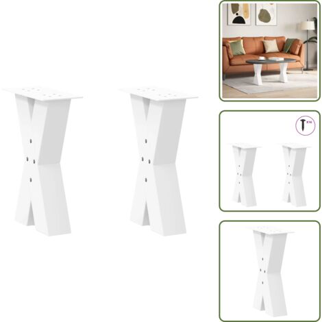 The Living Store Patas para mesa de centro en forma de X (2 unidades), color blanco, 28 x (42-43) cm, acero - Soporte para mesa