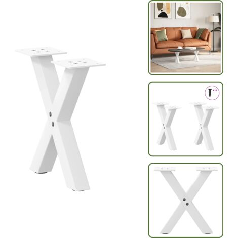 The Living Store Patas para mesa de centro en forma de X (2 unidades), color blanco, 30 x (30-31) cm, acero - Soporte para mesa