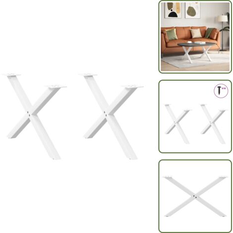 The Living Store Patas para mesa de centro en forma de X (2 unidades), color blanco, 70 x (42-43) cm, acero - Soporte para mesa