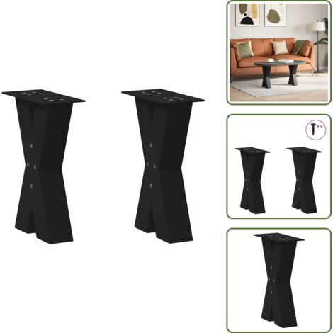 The Living Store Patas para mesa de centro en forma de X (2 unidades), color negro, 28 x (42-43) cm, acero - Soporte para mesa