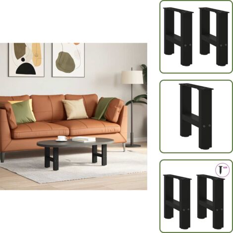 The Living Store Patas para mesa de centro negras (2 unidades, 40 x 30-31 cm, acero) - Soporte para mesa