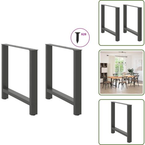 The Living Store Patas para mesa de comedor antracita (2 unidades, 70 x 72-73 cm, acero) - Mesa de comedor
