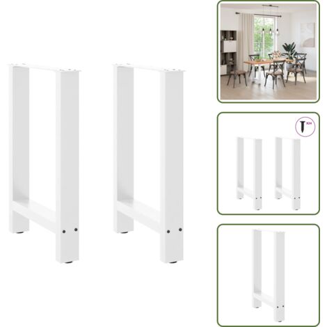 The Living Store Patas para mesa de comedor blancas (2 unidades, 50 x 72-73 cm, acero) - Patas de mesa