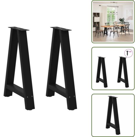 The Living Store Patas para mesa de comedor en forma de A (2 unidades), color negro, 60 x (72-73) cm, acero - Soporte para mesa