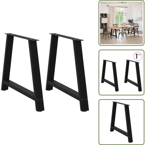 The Living Store Patas para mesa de comedor en forma de A (2 unidades), color negro, 90 x (72-73) cm, acero - Soporte para mesa